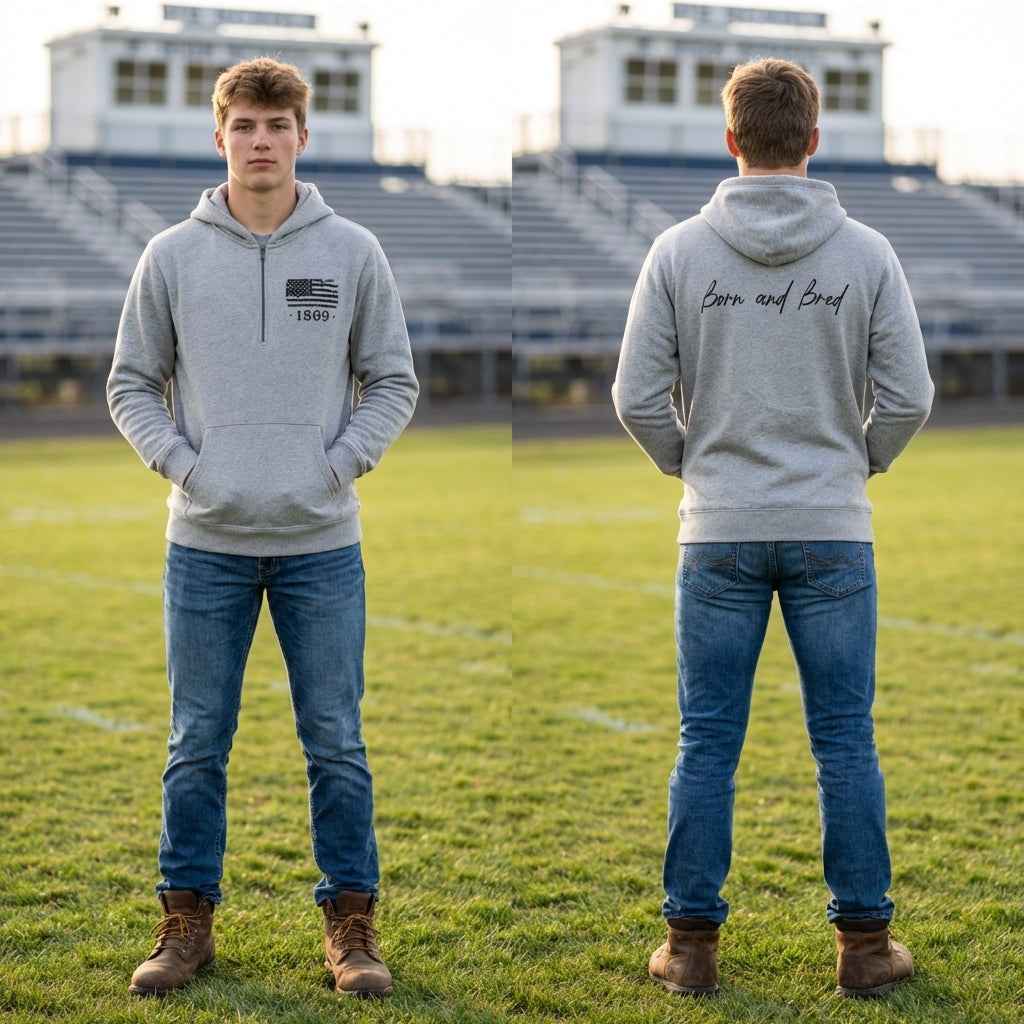 1869 American Football Half Zip Premium Hoodie
